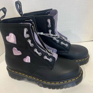 Dr. Martens 1460 Zip Heart Virginia Satin Lux Boots Size W8